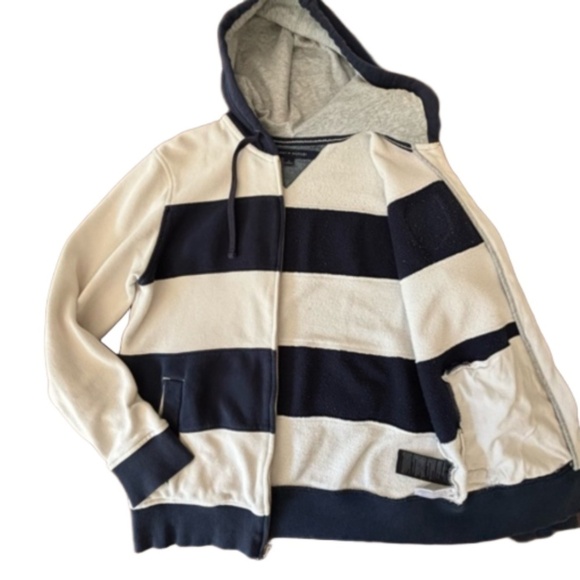 Tommy Hilfiger blue and white stripe full zip hoodie size M - Picture 3 of 16